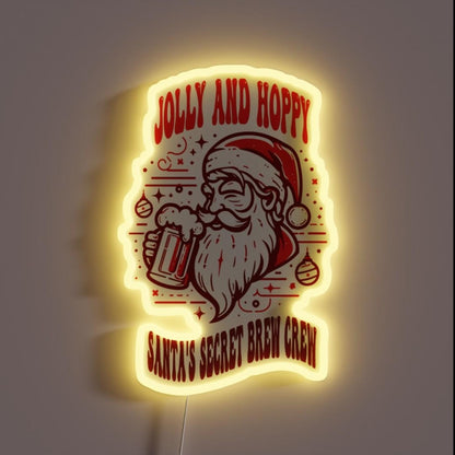 Jolly And Hoppy Santassecret Brew Crew Rgb Led Neon Sign - Custom LED neon sign front view