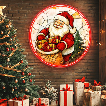 Jolly Santa with Christmas Gifts Acrylic Led Neon Sign | Shineneon
