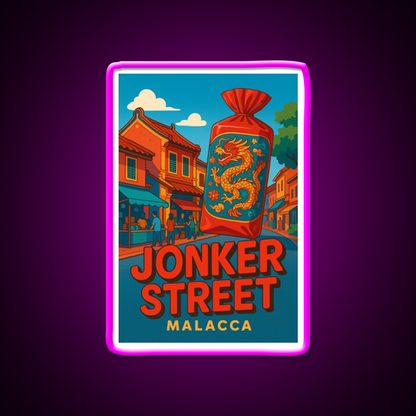 Jonker Street Dragon Lantern Malacca Asian Cultural Led Neon Sign Rgb Color - Neon sign mounted on wall in room