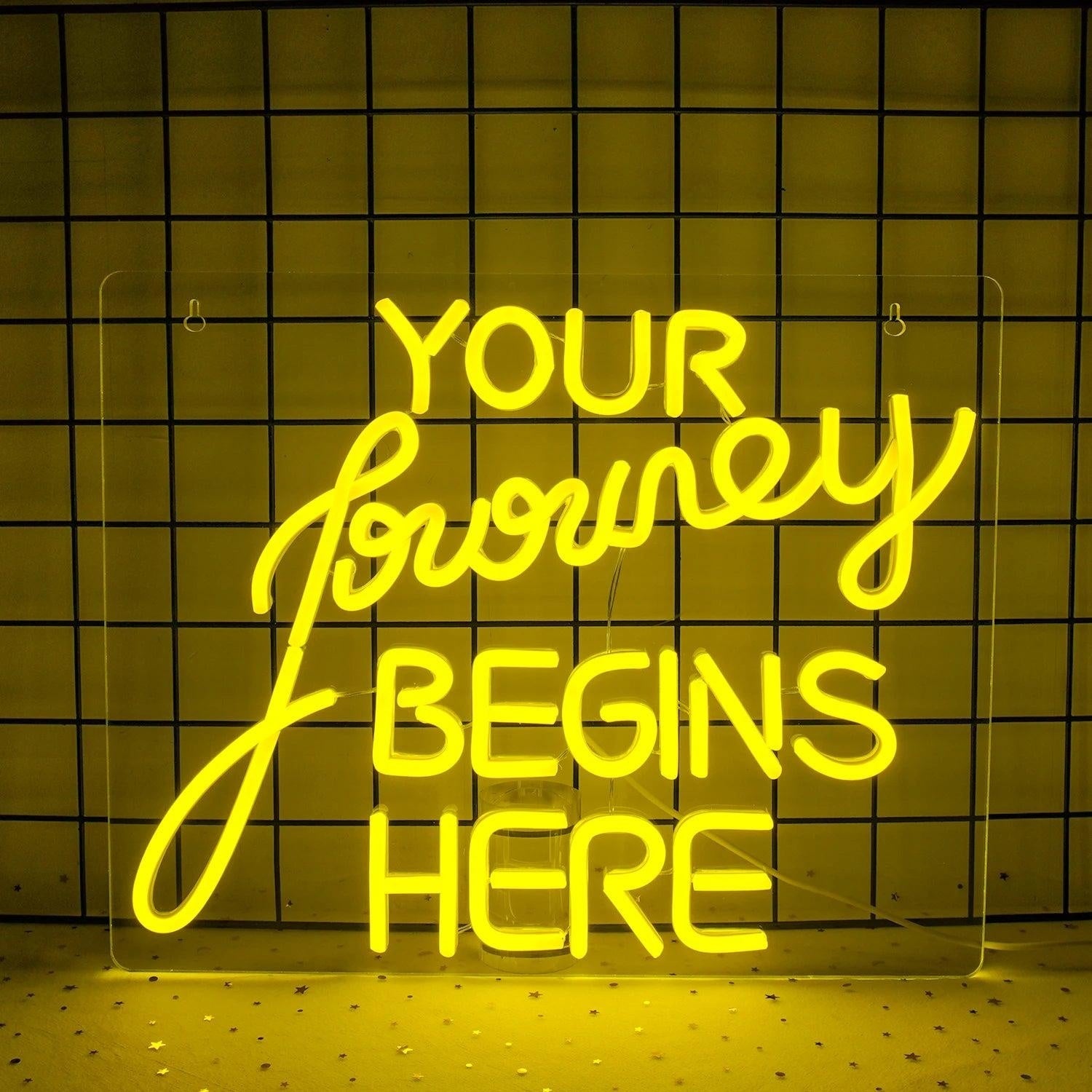 Journey Begins Yellow Led Neon Sign Study Room Inspiration - Shineneon