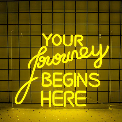 Journey Begins Yellow Led Neon Sign Study Room Inspiration - Shineneon