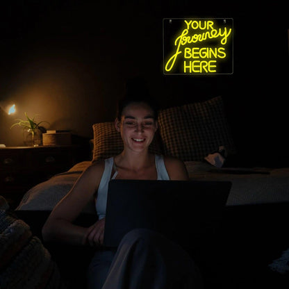 Journey Begins Yellow Led Neon Sign Study Room Inspiration - Shineneon