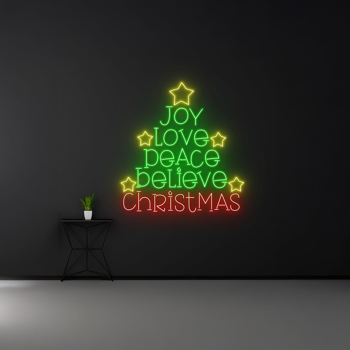 Joy Love Peace Believe Christmas Neon Sign