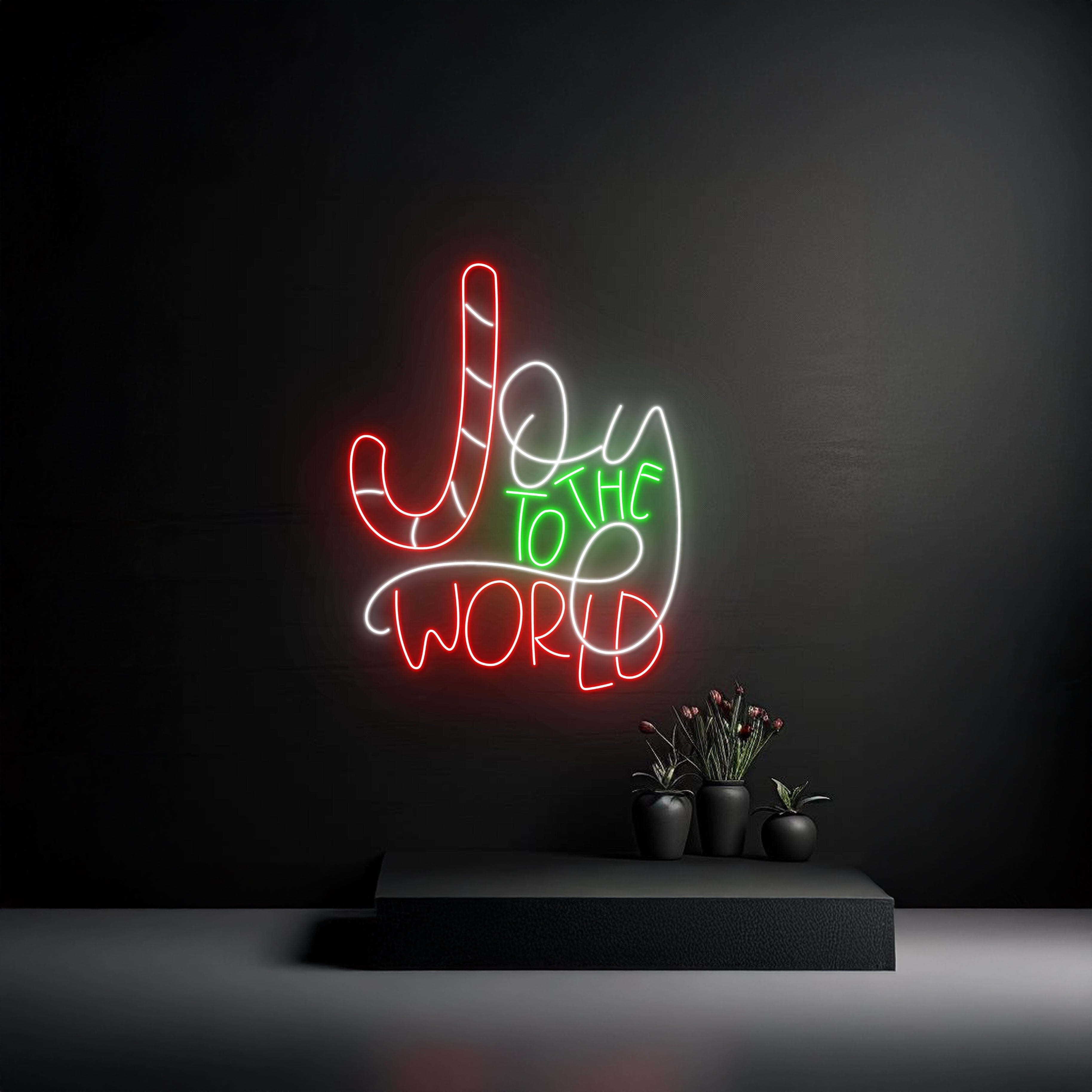 Joy To The World Candy Cane Neon Sign | Shineneon