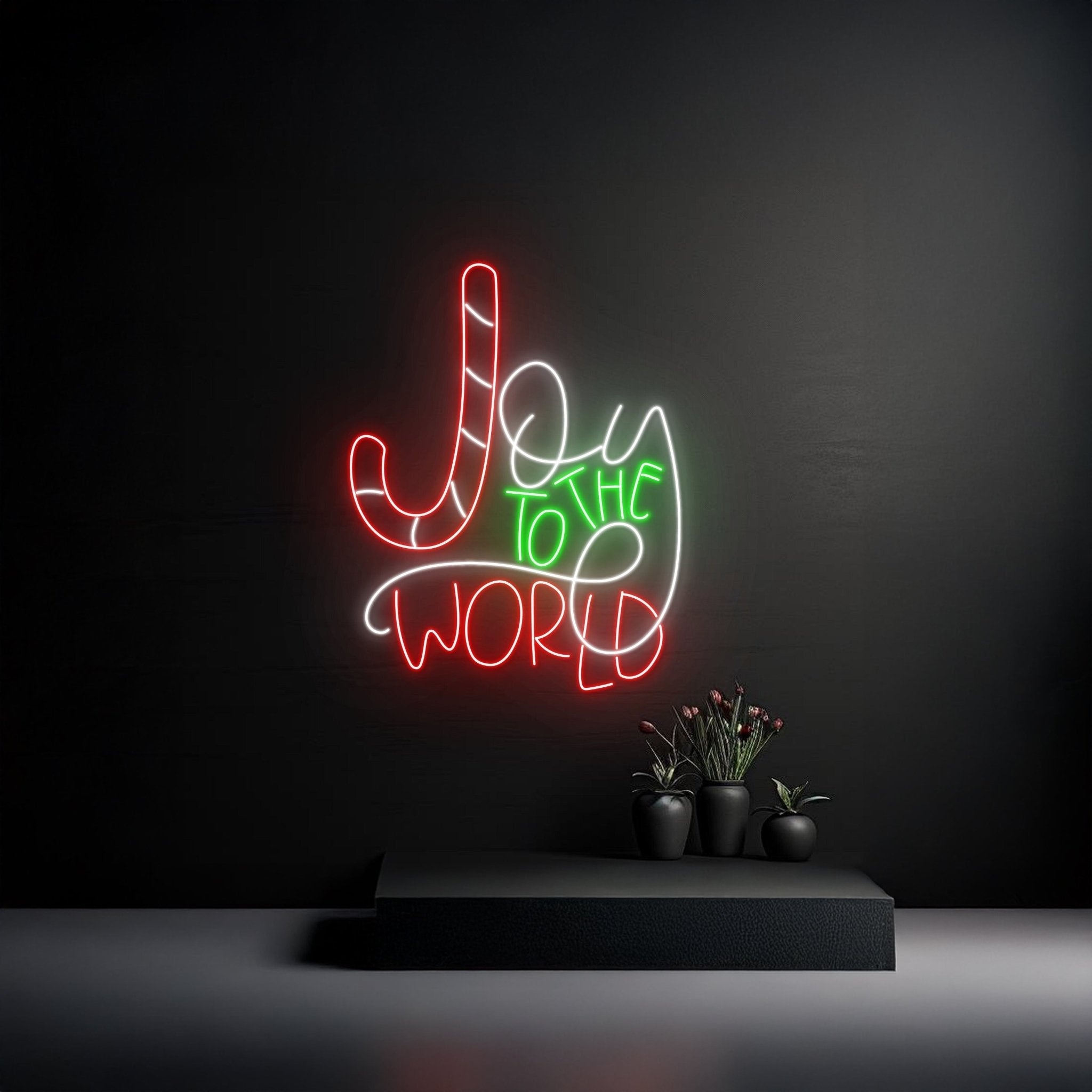 Joy To The World Candy Cane Neon Sign - Shineneon