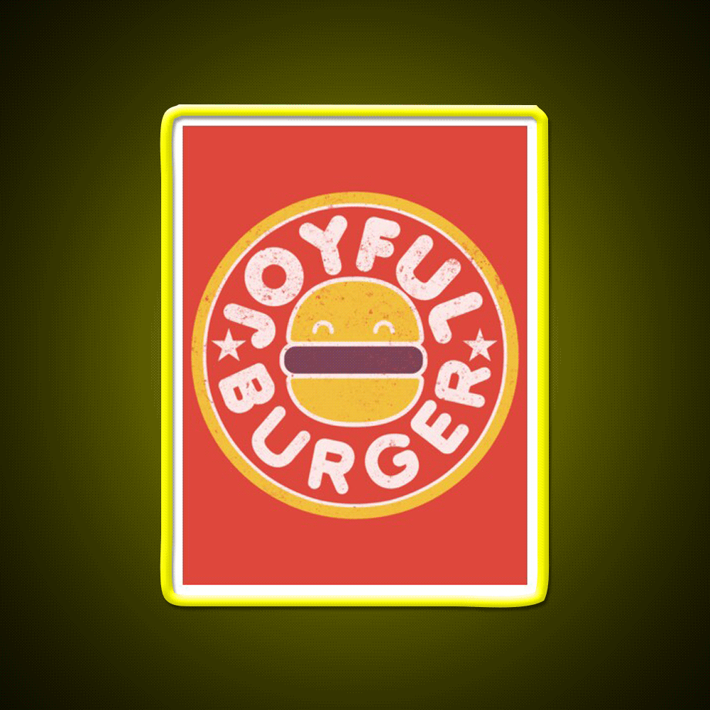 Joyful Burger Fast Food Led Neon Sign For Burger Place Rgb Color - Custom LED neon sign front view