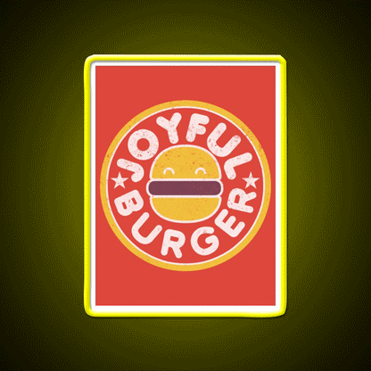 Joyful Burger Fast Food Led Neon Sign For Burger Place Rgb Color - Custom LED neon sign front view
