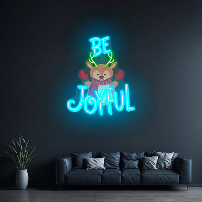 Joyful Deer Christmas Neon Sign Artwork For Sale