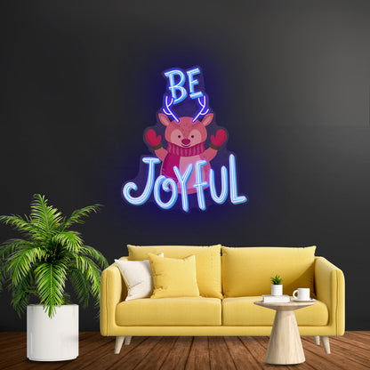 Joyful Deer Christmas Neon Sign Artwork For Sale