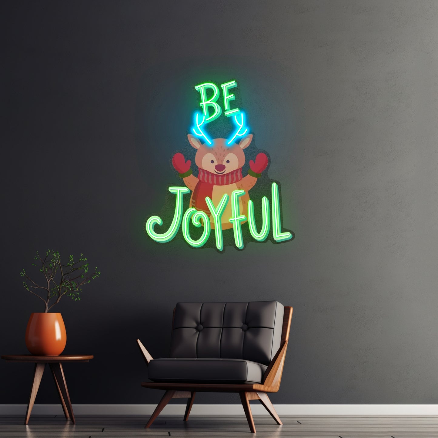 Joyful Deer Christmas Neon Sign Artwork For Sale