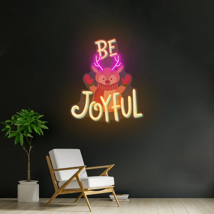 Joyful Deer Christmas Neon Sign Artwork For Sale