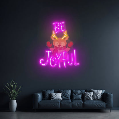 Joyful Deer Christmas Neon Sign Artwork For Sale