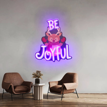 Joyful Deer Christmas Neon Sign Artwork For Sale