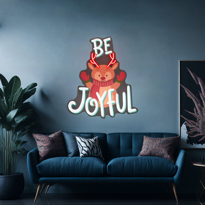 Joyful Deer Christmas Neon Sign Artwork For Sale