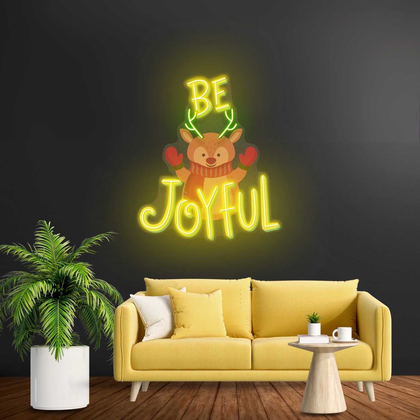 Joyful Deer Christmas Neon Sign Artwork For Sale