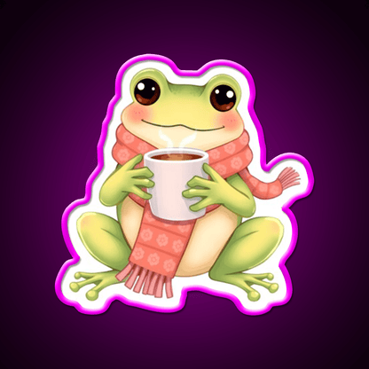 Joyful Frog Enjoying Hot Coffee Cafe Led Neon Sign Espresso Bar Art Rgb Color - Shineneon