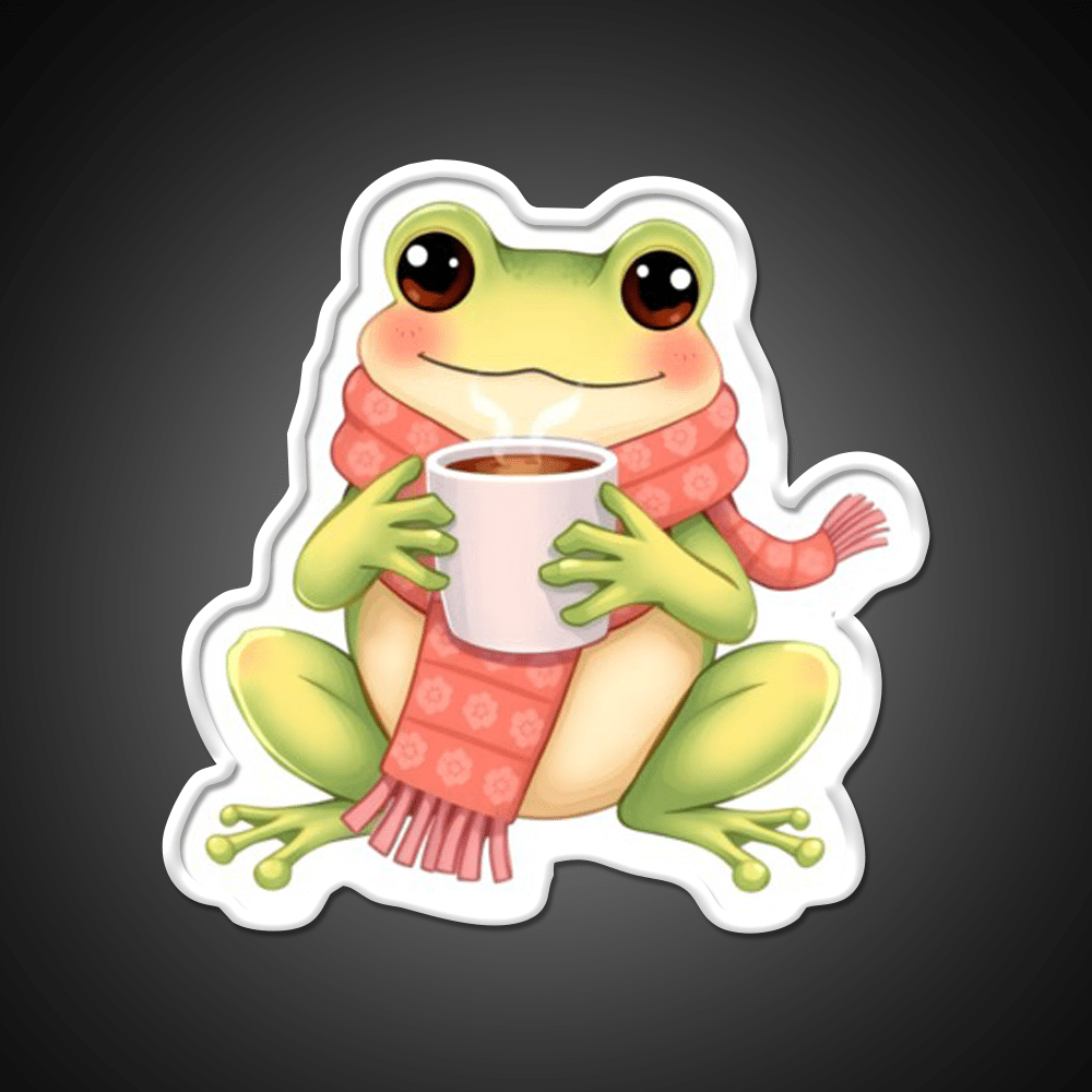 Joyful Frog Enjoying Hot Coffee Cafe Led Neon Sign Espresso Bar Art Rgb Color - Shineneon