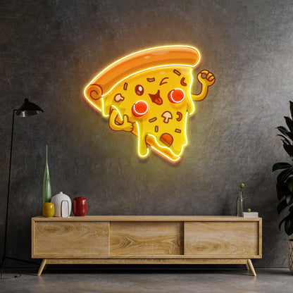 Joyful Pizza Cartoon Uv Printed Led Neon Sign For Home And Restaurant Decor | Shineneon