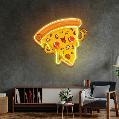 Joyful Pizza Cartoon Uv Printed Led Neon Sign For Home And Restaurant Decor | Shineneon