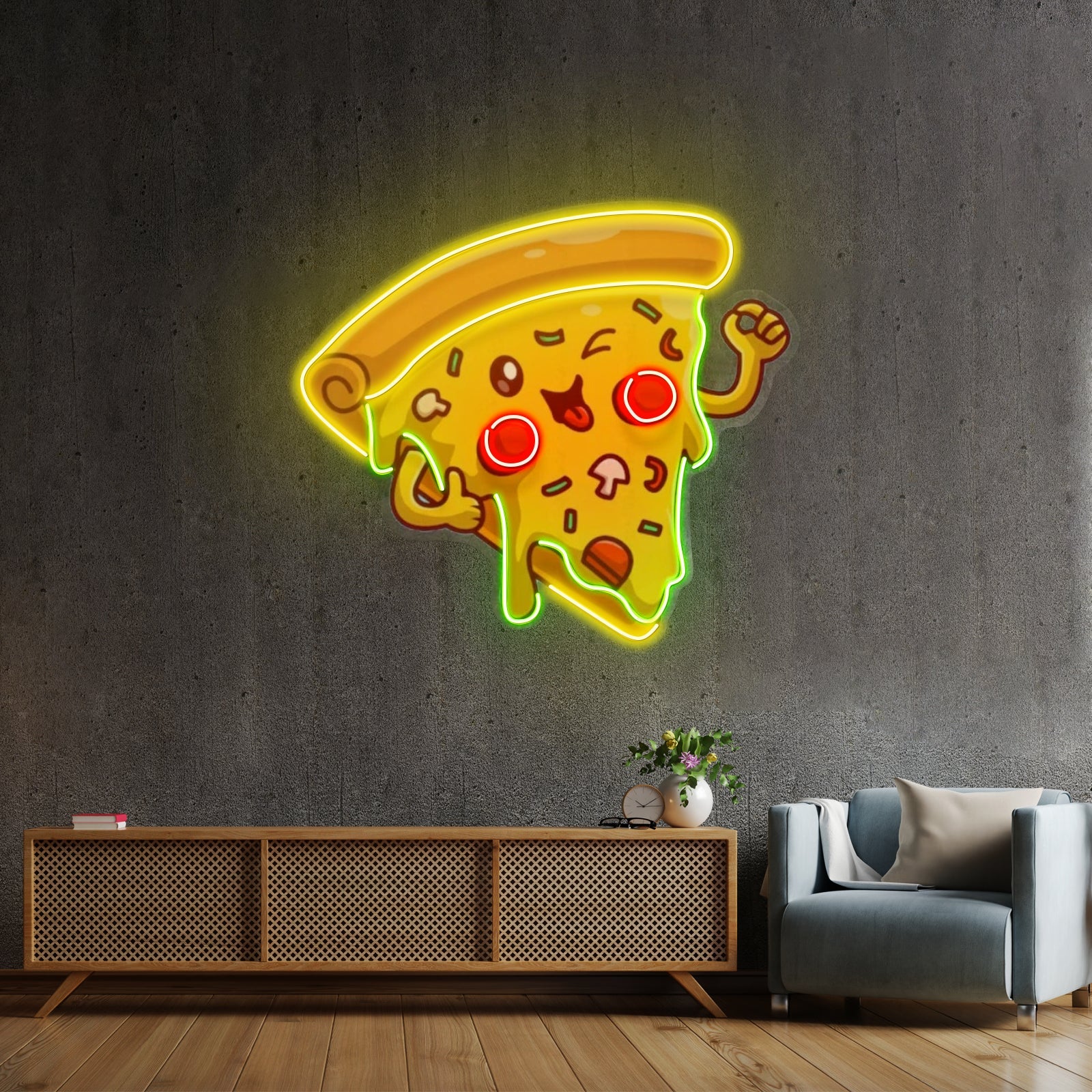 Joyful Pizza Custom Led Signs Artwork For Sale - Shineneon