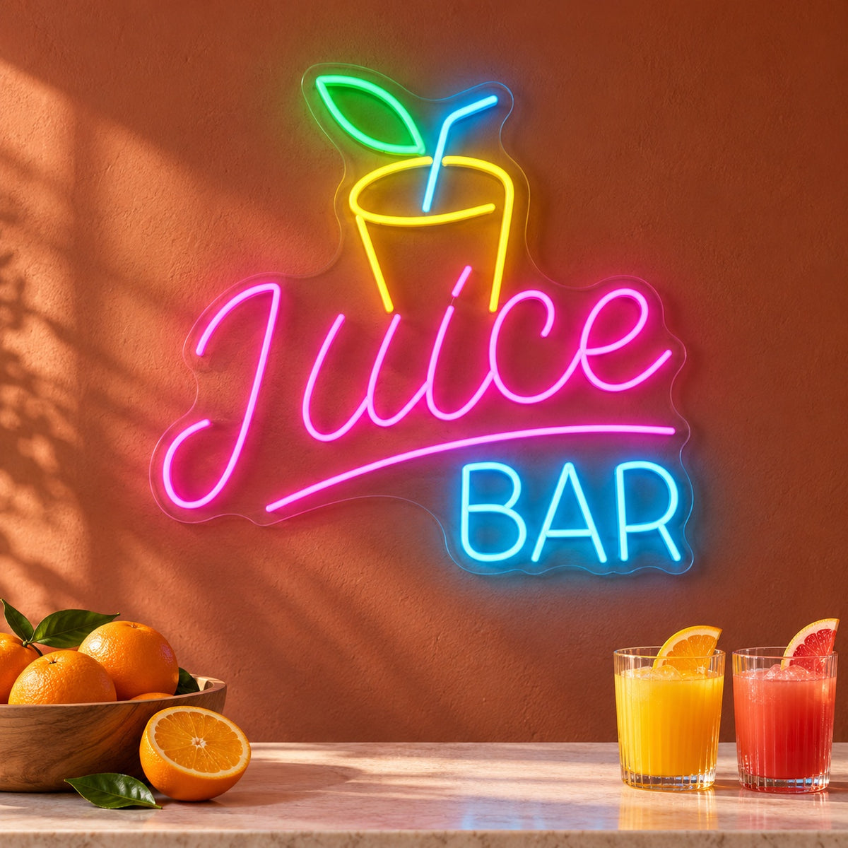 Juice Bar LED Neon Sign - advertising view