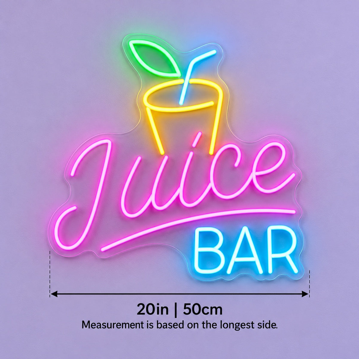 Juice Bar LED Neon Sign - size guide
