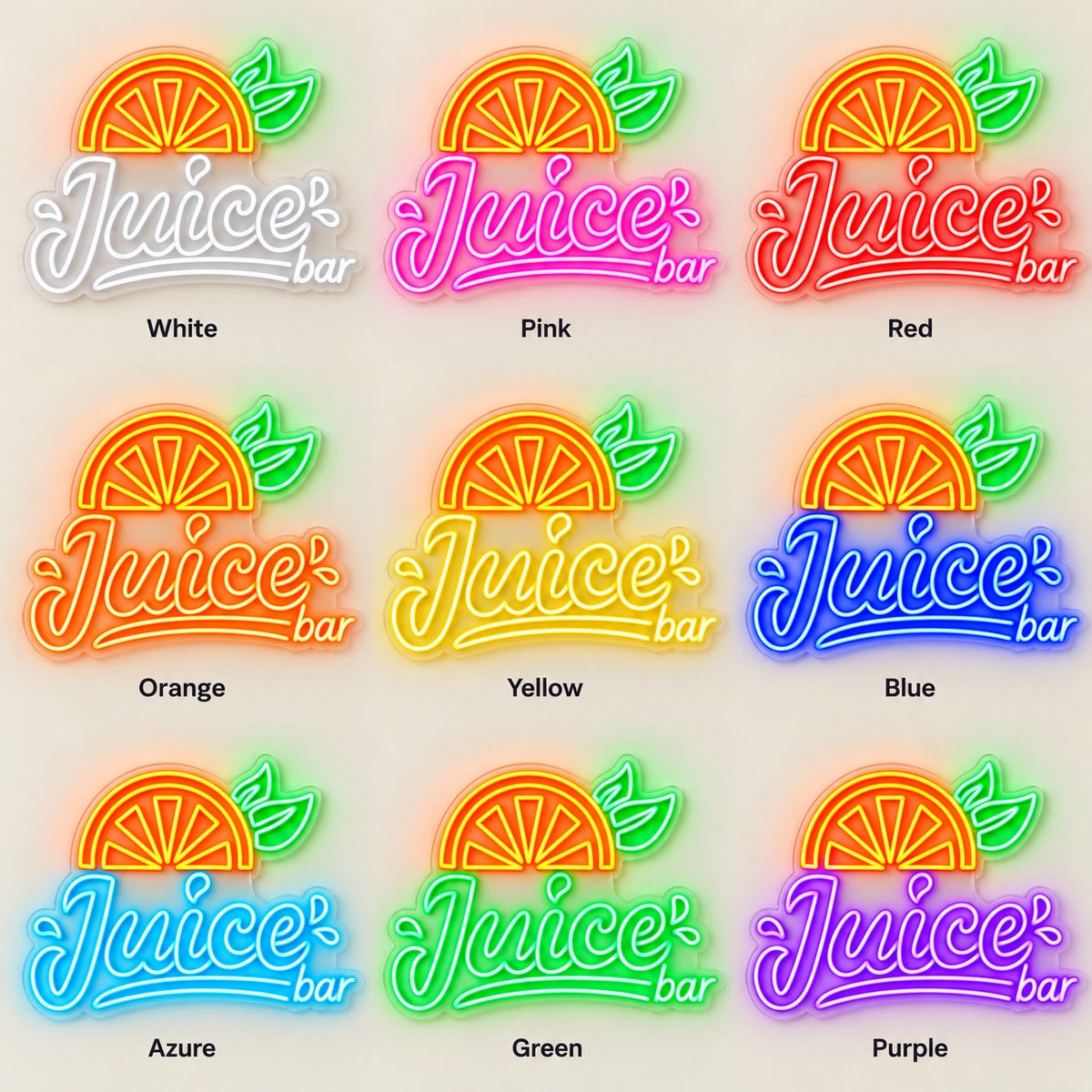 Juice Bar LED Neon Sign - nine-color grid
