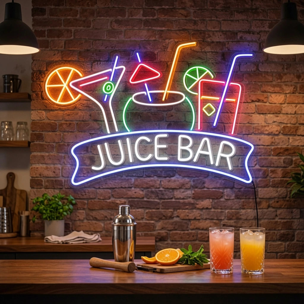 Juice Bar Wall Decor LED Neon Sign - 03 Real Lifestyle Scene