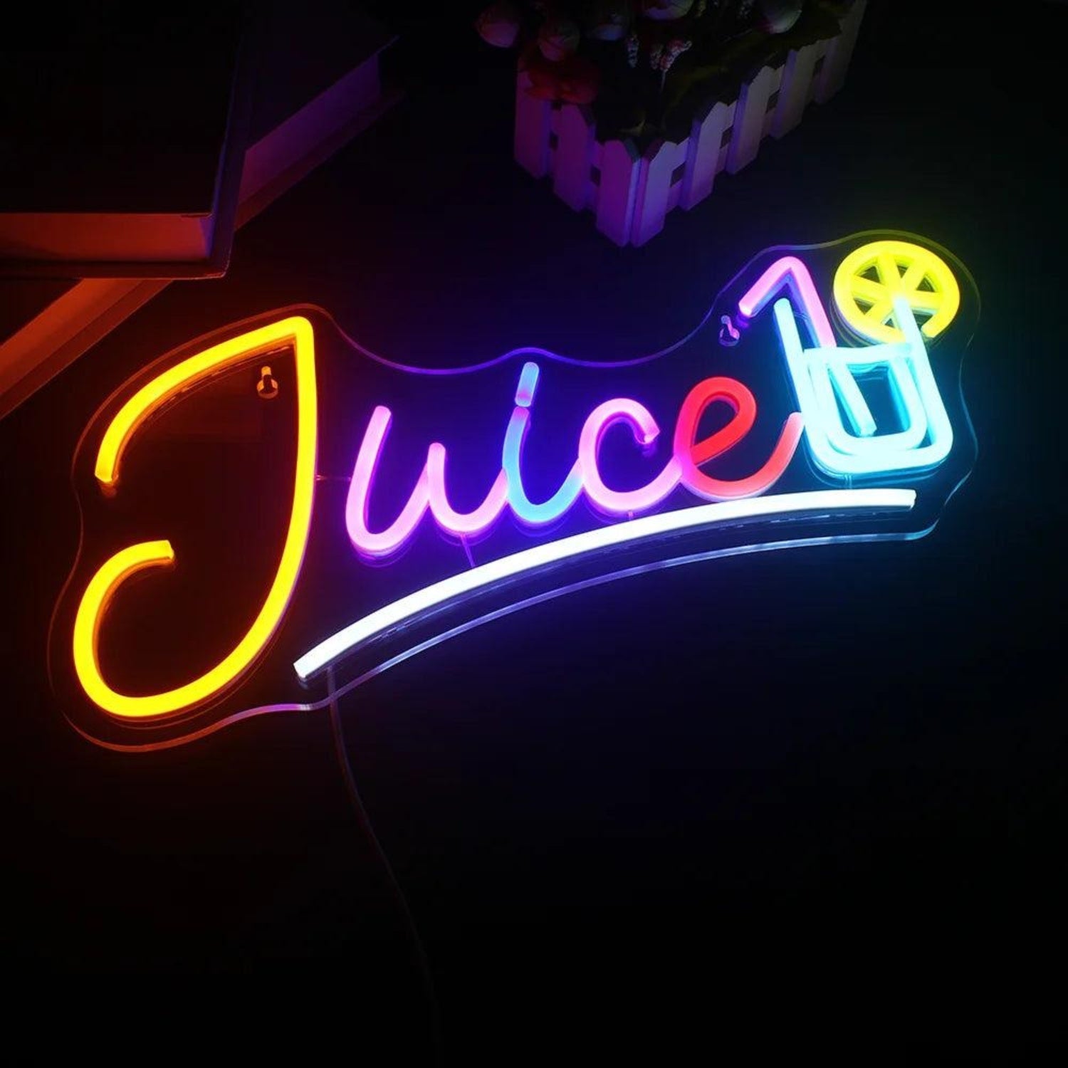 Juice Multicolor Led Neon Sign With Cup Lemon Indoor Shop Decor - Shineneon