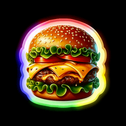 Juicy Double Cheeseburger Fast Food Led Neon Sign For Burger Place Rgb Color - LED neon sign close-up detail