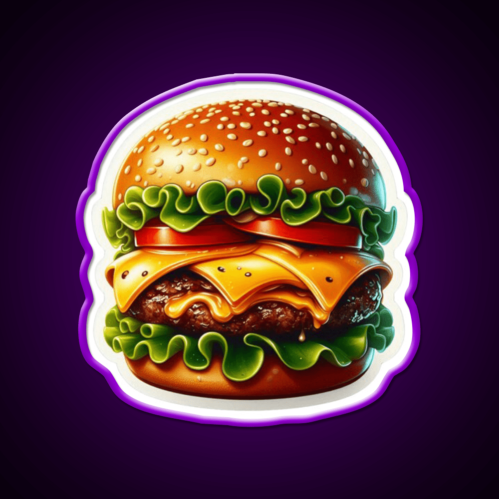Juicy Double Cheeseburger Fast Food Led Neon Sign For Burger Place Rgb Color - Shineneon