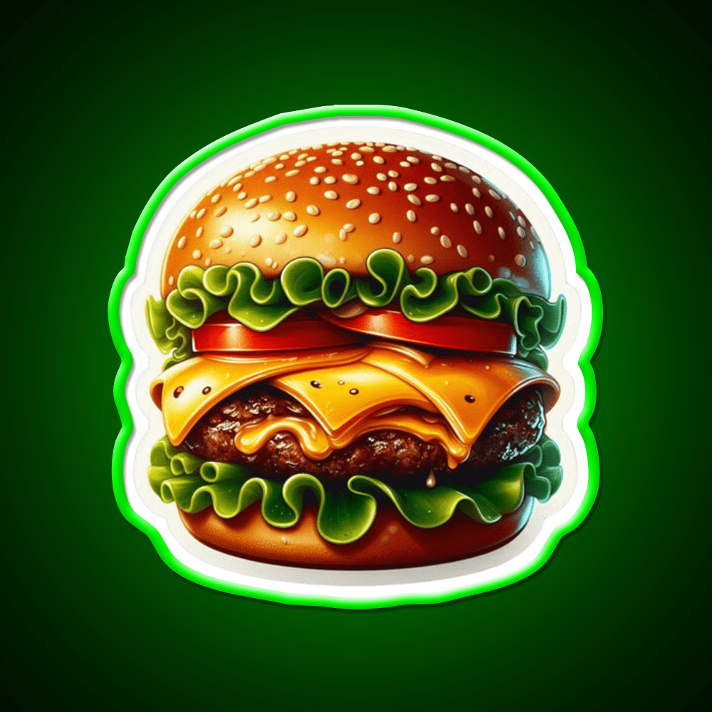Juicy Double Cheeseburger Fast Food Led Neon Sign For Burger Place Rgb Color - Shineneon