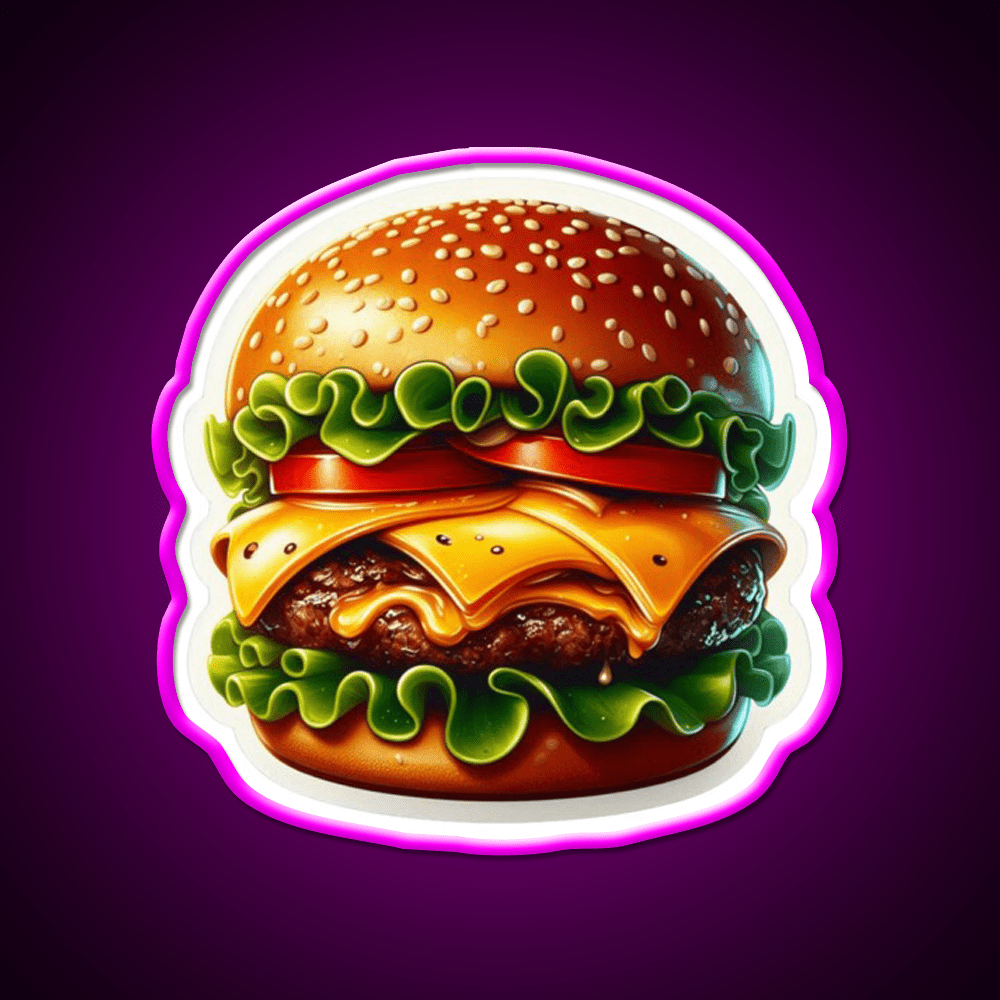 Juicy Double Cheeseburger Fast Food Led Neon Sign For Burger Place Rgb Color - Shineneon