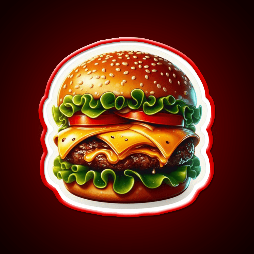 Juicy Double Cheeseburger Fast Food Led Neon Sign For Burger Place Rgb Color - Shineneon