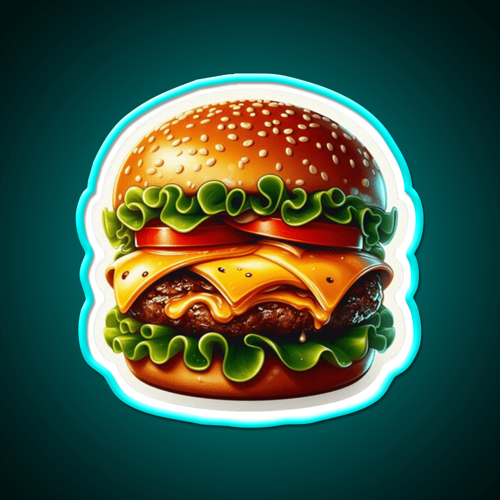 Juicy Double Cheeseburger Fast Food Led Neon Sign For Burger Place Rgb Color - Shineneon