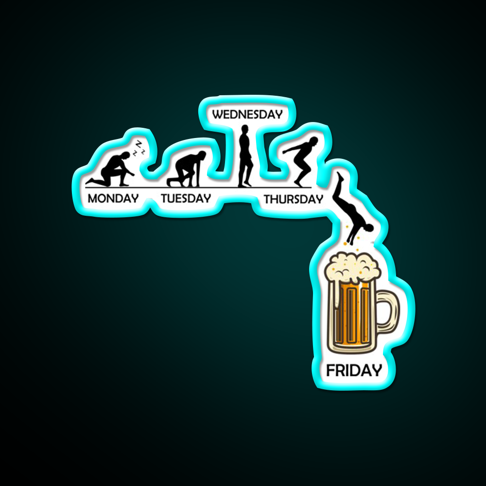 Jumping Into The Beer Friday Evolution Shirt Man Cave Bar Led Neon Sign Rgb Color