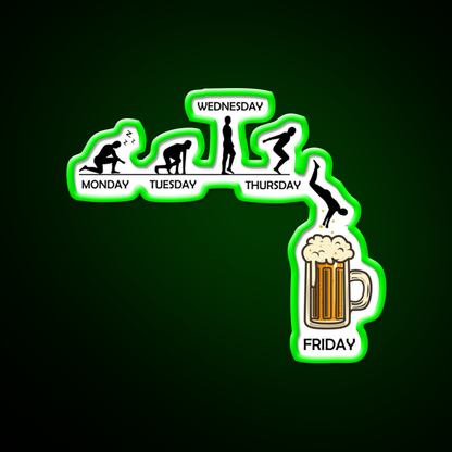 Jumping Into The Beer Friday Evolution Shirt Man Cave Bar Led Neon Sign Rgb Color