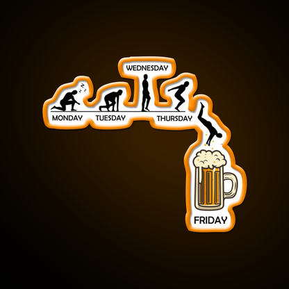 Jumping Into The Beer Friday Evolution Shirt Man Cave Bar Led Neon Sign Rgb Color