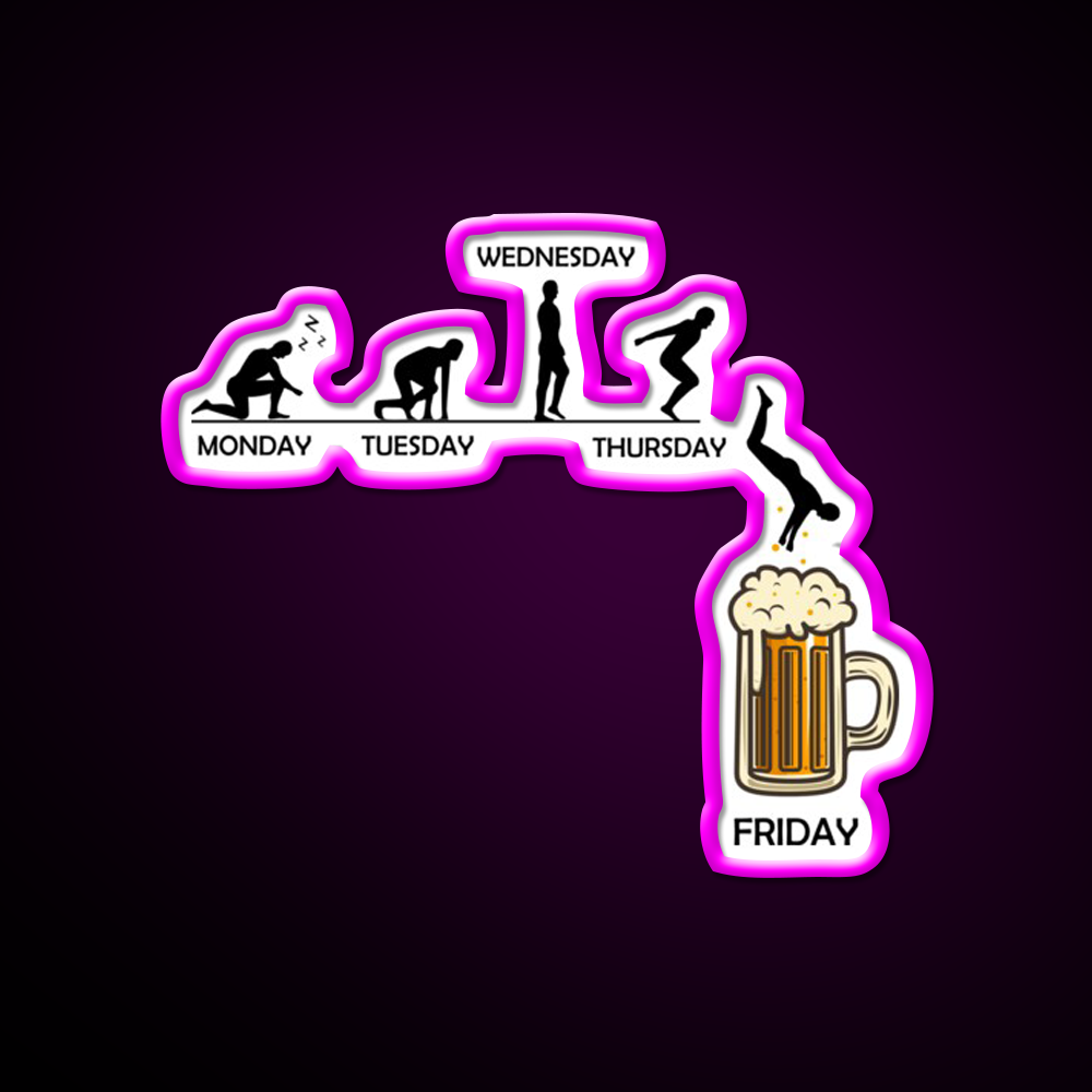 Jumping Into The Beer Friday Evolution Shirt Man Cave Bar Led Neon Sign Rgb Color