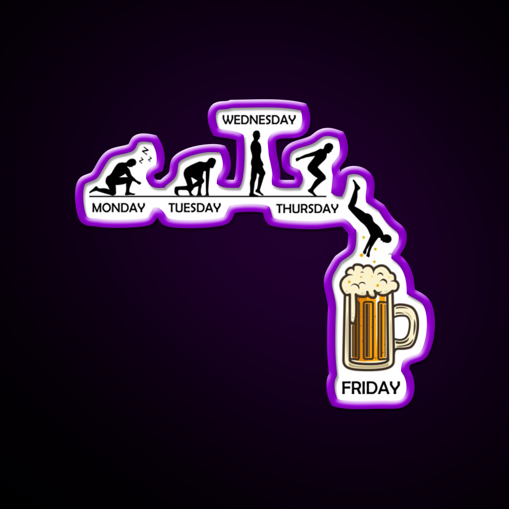Jumping Into The Beer Friday Evolution Shirt Man Cave Bar Led Neon Sign Rgb Color