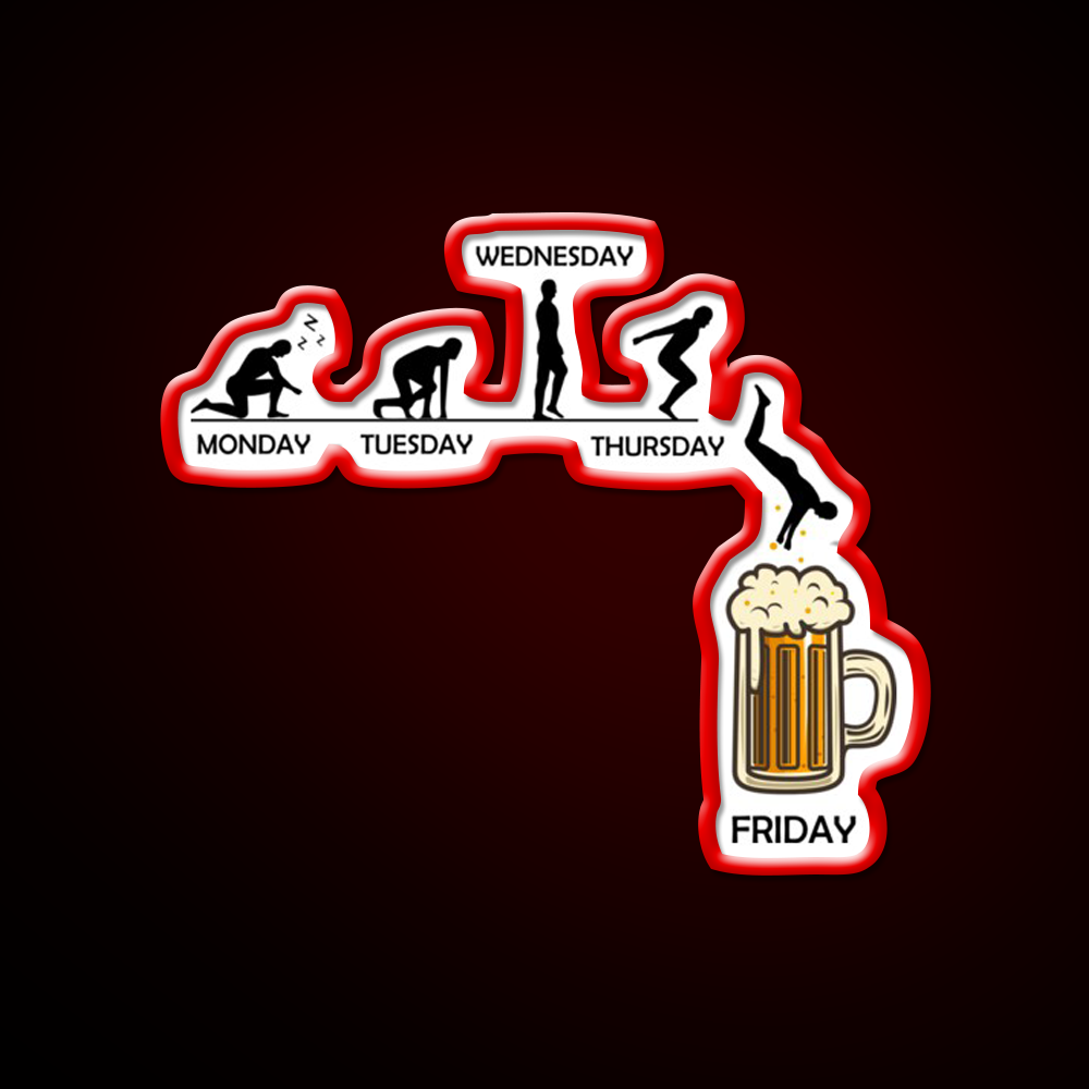 Jumping Into The Beer Friday Evolution Shirt Man Cave Bar Led Neon Sign Rgb Color
