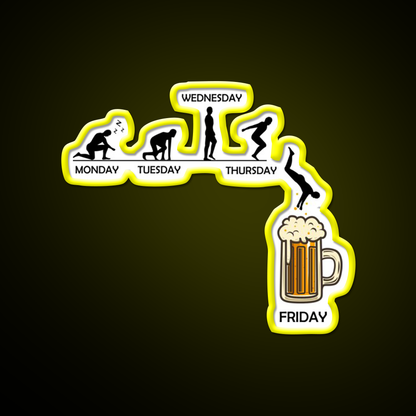 Jumping Into The Beer Friday Evolution Shirt Man Cave Bar Led Neon Sign Rgb Color