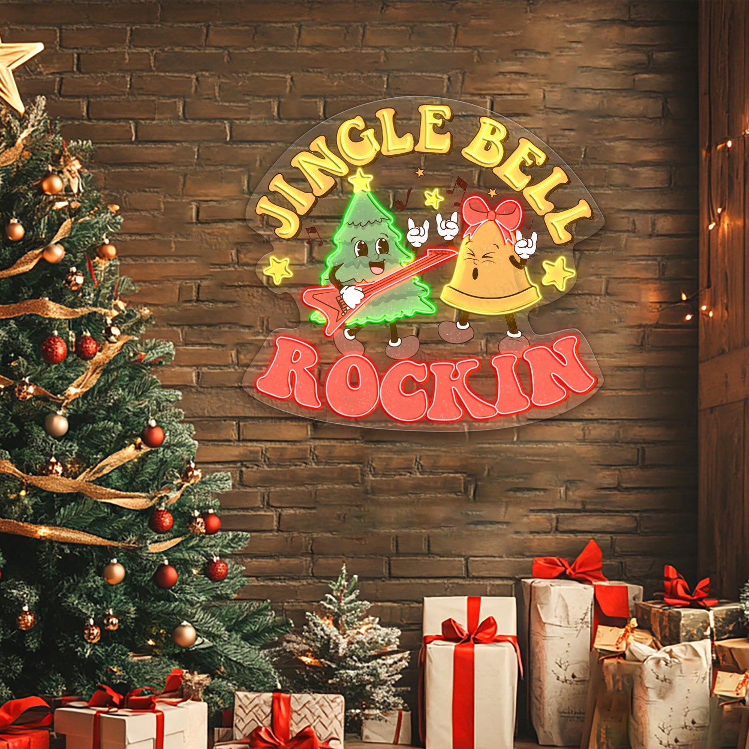 Jungle Bell Rockin Xmas Acrylic Led Sign | Shineneon