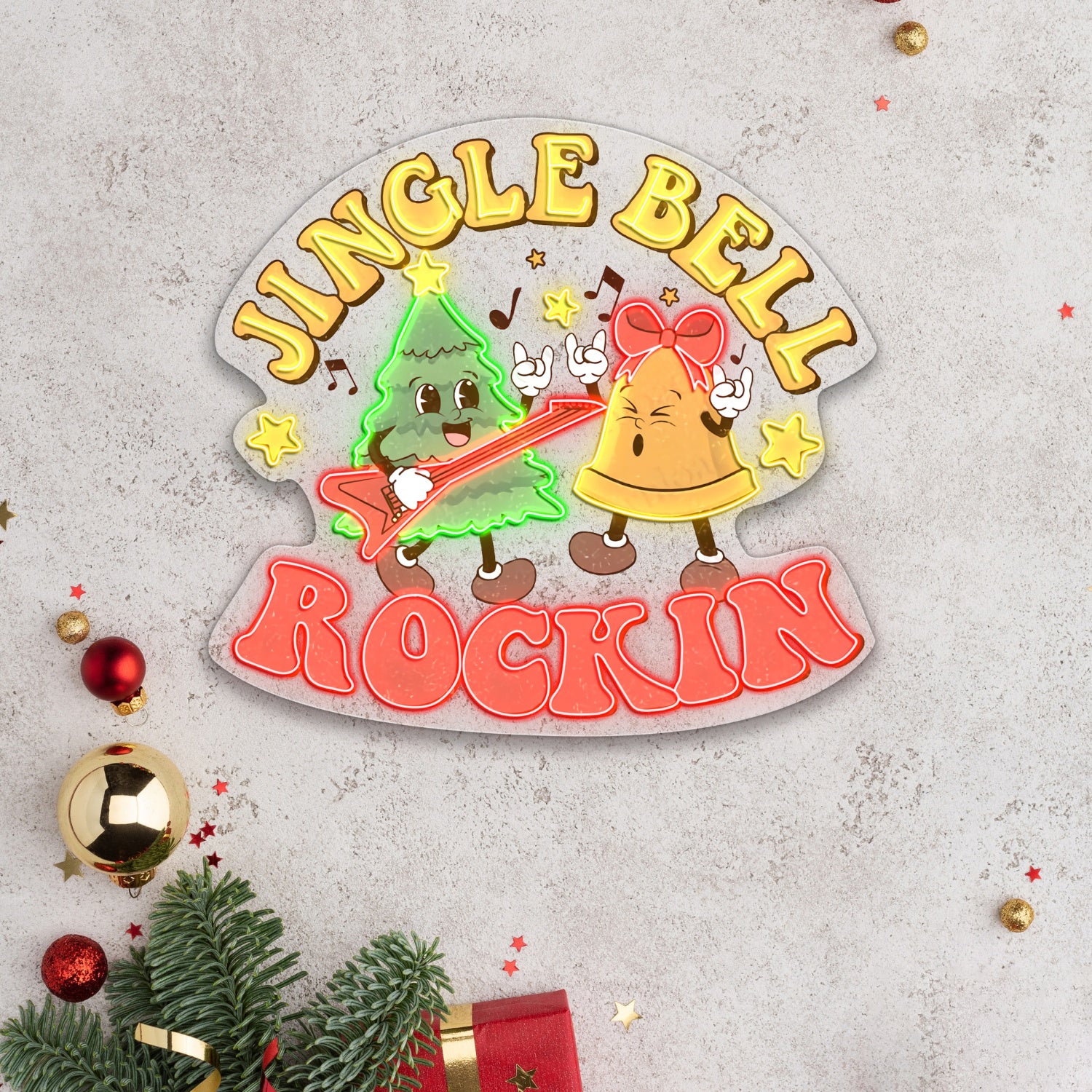 Jungle Bell Rockin Xmas Acrylic Led Sign | Shineneon