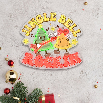 Jungle Bell Rockin Xmas Acrylic Led Sign | Shineneon