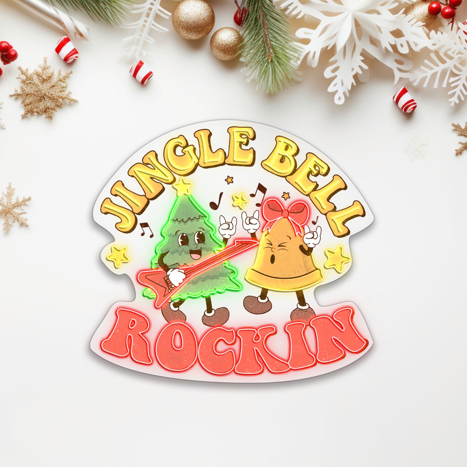 Jungle Bell Rockin Xmas Acrylic Led Sign | Shineneon