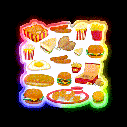 Junk Food Burger Fast Food Led Neon Sign For Burger Place Rgb Color - LED neon sign close-up detail