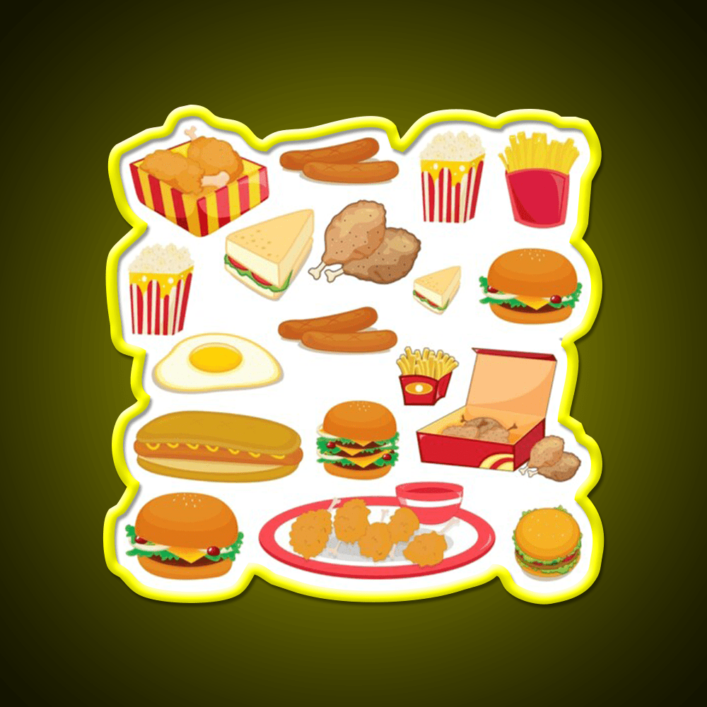 Junk Food Burger Fast Food Led Neon Sign For Burger Place Rgb Color - Shineneon
