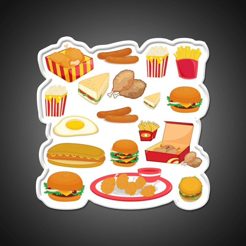Junk Food Burger Fast Food Led Neon Sign For Burger Place Rgb Color - Shineneon