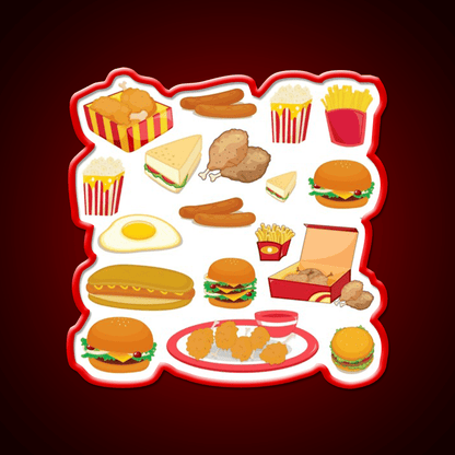 Junk Food Burger Fast Food Led Neon Sign For Burger Place Rgb Color - Shineneon